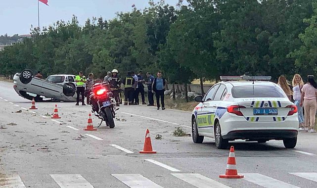 Karaman'da otomobil takla attı: 2'si çocuk 4 yaralı