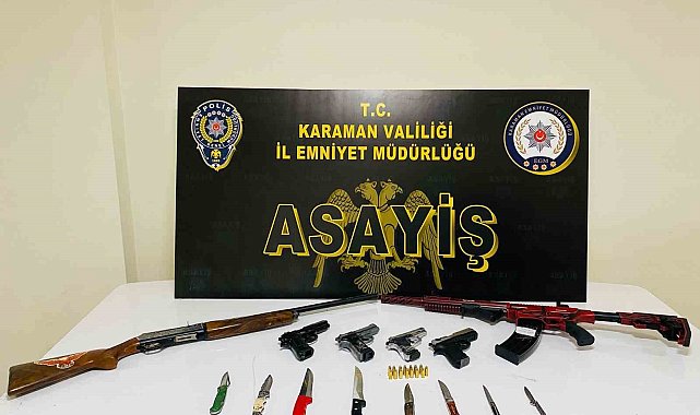 Karaman'da ruhsatsız silahlar ile uyuşturucu ele geçirildi