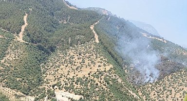 Manisa'da orman yangınına havadan ve karadan müdahale