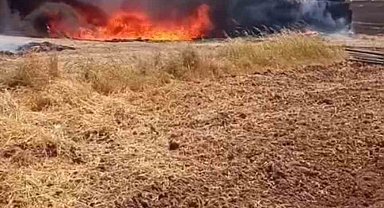 Mardin'de çıkan yangında 25 ton saman ve 300 sulama borusu yandı