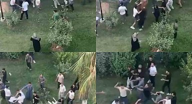 Mersin'de iki grup arasında sopalı sandalyeli kavga: O anlar kamerada