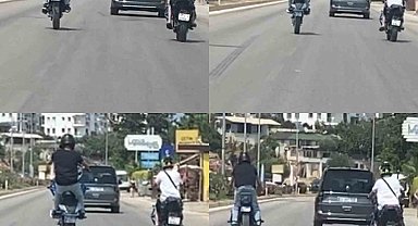 Motosikletli sürücüden D-400 karayolunda tehlikeli hareketler