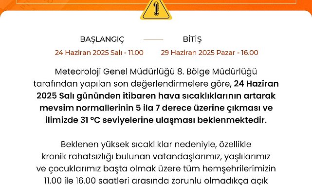 Niğde Valiliğinden Sıcak Hava Uyarısı