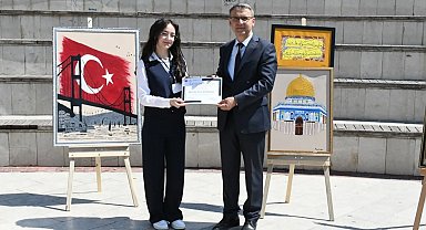 Öğrenciler tarafından yapılan resimler sergilendi