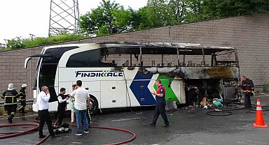 Ordu'da yolcu otobüsü alev alev yandı