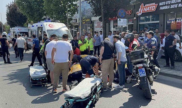 Otomobille motosiklet çarpıştı: 2 yunus polisi yaralı