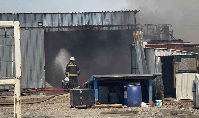 Palet fabrikasındaki yangına müdahale sürüyor