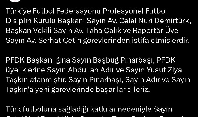 PFDK Başkanlığı'na Başbuğ Pınarbaşı atandı