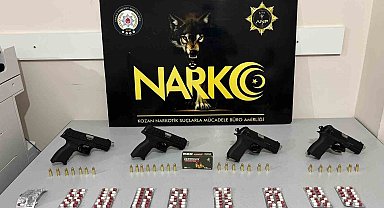 Polisin uyarı ateşiyle durdurulan araçtan uyuşturucu ve silahlar çıktı