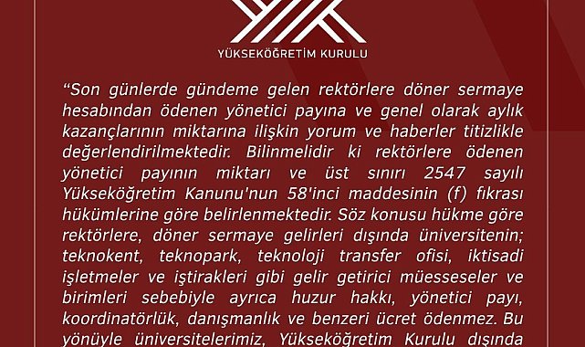 Rektör maaşı ile ilgili yapılan haberlere YÖK ve Üniversiteden yalanlama