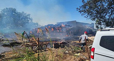 Saman alevi 2 kamyon ile 4 römorku yaktı