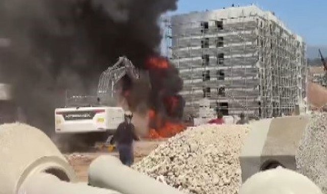 Şantiye alanında binaya sıçrayan yangın söndürüldü