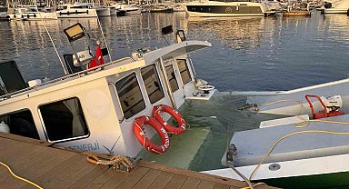 Şişme bot, atık alım teknesine çarptı