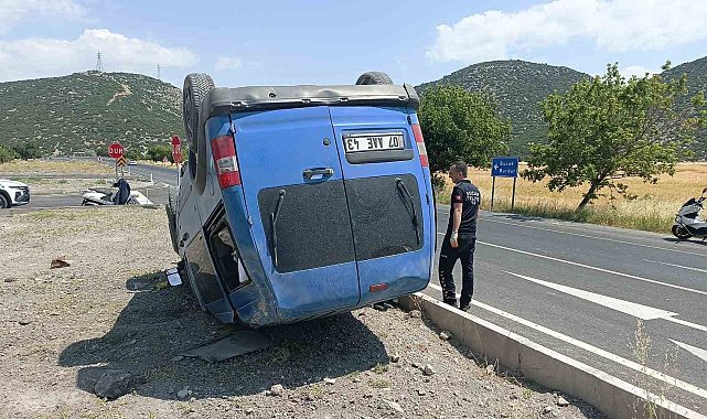 Takla atan araç içerisinde sıkışan sürücü itfaiye ekipleri tarafından çıkarıldı