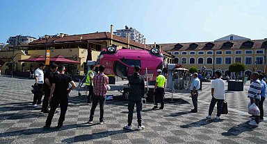 Takla atan simülasyon aracında emniyet kemerinin önemi uygulamalı anlatıldı