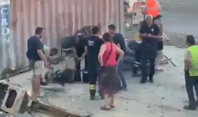 Tekirdağ'da kontrolden çıkan araç yol çalışması alanına girdi: 2 yaralı