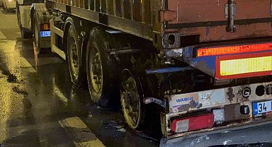 TEM'de seyir halinde olan tırın lastikleri alev aldı
