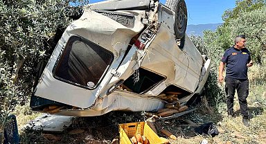 Ticari araç zeytinliğe uçtu: 1 ölü
