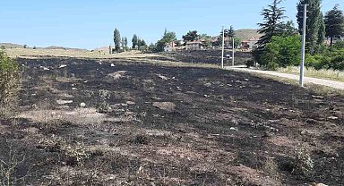 Torpilden çıkan yangında 15 dönümlük arazi kül oldu
