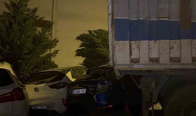 Tunceli'de park halinde freni patlayan kamyon, 5 araca zarar verdi