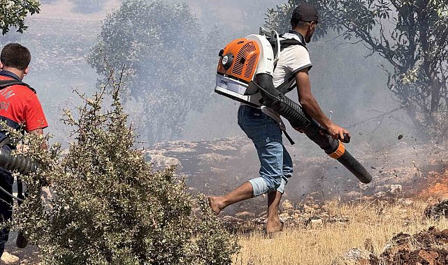Ağaçlık alanda çıkan yangında çiftçilerin amansız mücadelesi takdir topladı