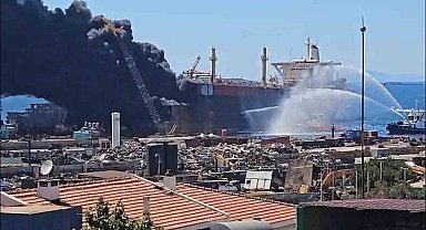 Aliağa'da tanker gemide yangın devam ediyor