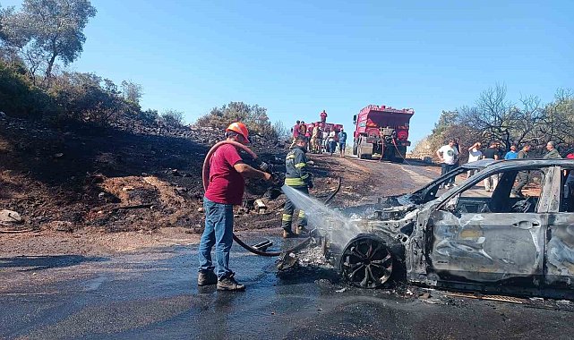 Araçta çıkan yangın ormana sıçradı