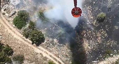 Bahçe yangını hava ve karadan müdahale ile söndürüldü