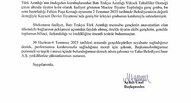 Batı Trakya'dan Başkan Yalçın'a çifte teşekkür