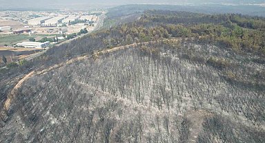Buca'daki yangının tahribatı havadan görüntülendi