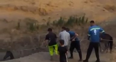 Çamura saplanan atı köylüler kurtardı