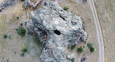 Efsanelere konu olan Gelin Kayası havadan görüntülendi