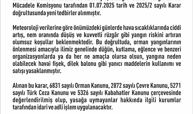 Elazığ'da havai fişek ve dilek balonu satımı ve kullanımı yasaklandı