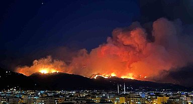 Hatay'daki orman yangınında alevler gökyüzünü aydınlattı