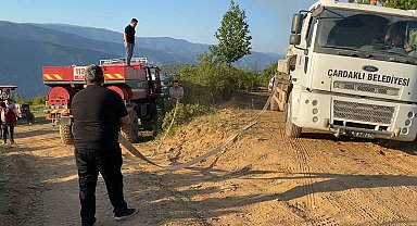 İki ilin sınırında çıkan orman yangınına ekiplerin müdahalesi sürüyor