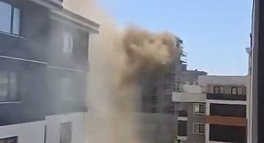 İnşaat şantiyesinde korkutan yangın
