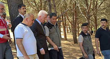 İstanbul Valisi Davut Gül, Sultangazi Kent Ormanı'nda incelemelerde bulundu: "Yangın kontrol altına alındı"