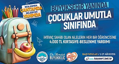 Kayseri'de ihtiyaç sahibi ailelerin öğrencilerine 4 bin TL yardım yapılacak