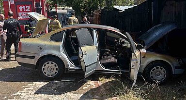 Kırıkkale'de ot yangınında otomobil ve garaj zarar gördü