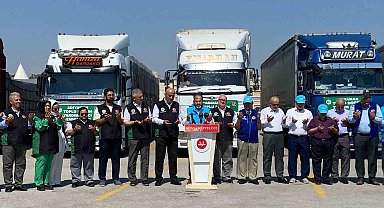 Konya'dan Adıyaman'a 100 çiftin düğünü için çeyiz yardımları tırlarla yola çıktı