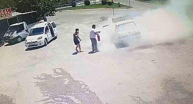 Marketten çıkıp Tofaş aracına bindi, 10 metre sonra dumana boğuldu