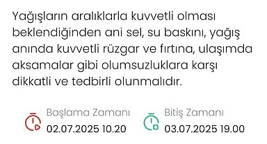 Meteorolojiden Ordu için 'sarı kodlu' uyarı