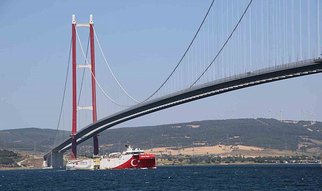 Oruç Reis Sismik Araştırma Gemisi, 1915 Çanakkale Köprüsü altından geçti