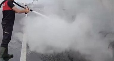 Osmaniye'de asfalt yüklü tankerde çıkan yangın söndürüldü