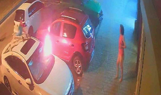 Park halindeki otomobilin üzerine battaniye örtüp ateşe vermişti: O anlar kamerada