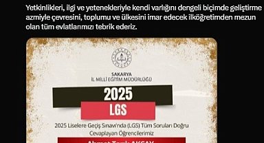 Sakarya'da 7 öğrenci 500 tam puan alarak LGS'de Türkiye birincisi oldu