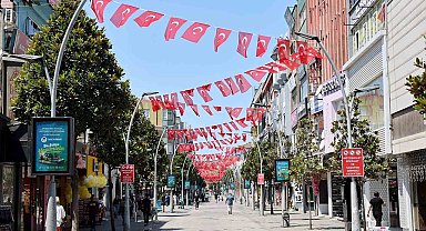 Sakarya'da cadde ve sokaklar ay-yıldızlı bayraklarla donatıldı