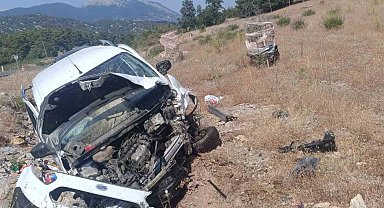 Şarampole uçan hafif ticari aracın sürücüsü yaralandı