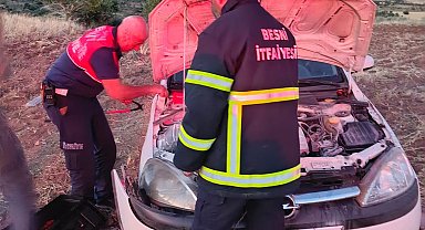 Şarampole yuvarlanıp alev aldı: 1 yaralı