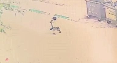 Scootera binen çocuğun üzerinden otomobil geçti